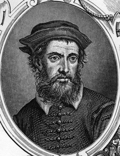 Portret van Gregorio di Tomaso Chiulinovich Lo Schiavone (1436-1504) Italiaanse schilder. Gravure uit 1859 in 
