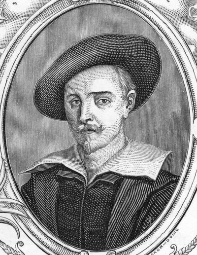Portret van Guido Reni (1575-1642). Italiaanse schilder. Gravure van 1859 in 