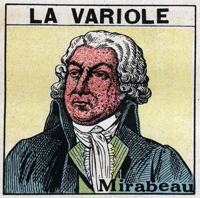 Portret van Honoré Gabriel Riqueti, Graaf van Mirabeau met het gezicht door pokken. Anonieme illustratie. door Anonymous Anonymous