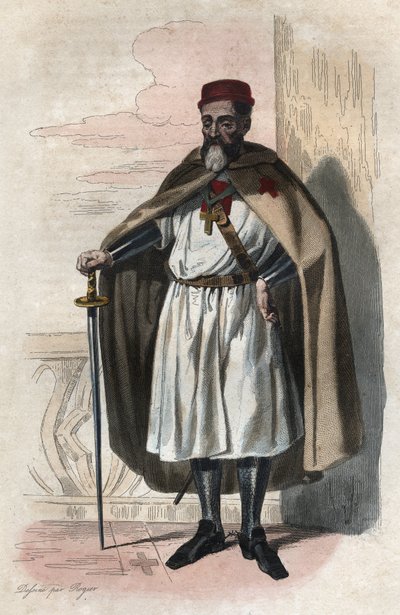 Portret van Jacques de Molay (Jacques de Molay) (Molai) (1243-1314), Grootmeester van de Tempeliers. illustratie uit “Le Plutarque Français” door Edmond Mennechet door Anonymous Anonymous