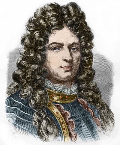 Portret van Jean Bart (1650 - 1702), Franse kaper. Gravure van de 19e eeuw. Privécollectie. door Anonymous Anonymous