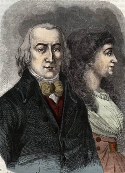 Portret van Jean Marie Roland, Burggraaf de la Platière (1734-1793) met Manon Roland, of Jeanne Marie, of Manon Phlipon (Madame Roland) (Mme Roland) door Anonymous Anonymous