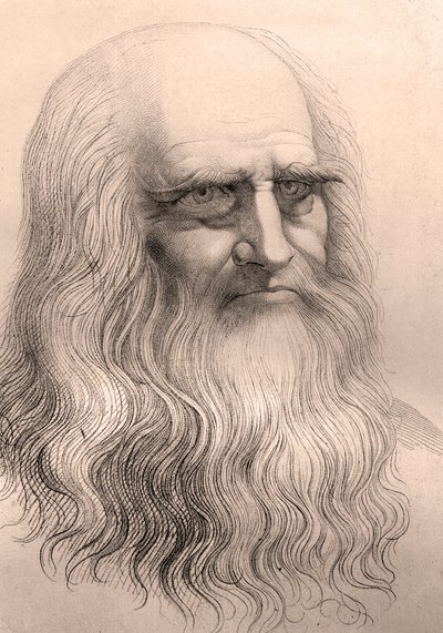 Portret van Leonardo Da Vinci naar zijn zelfportret. door Anonymous Anonymous
