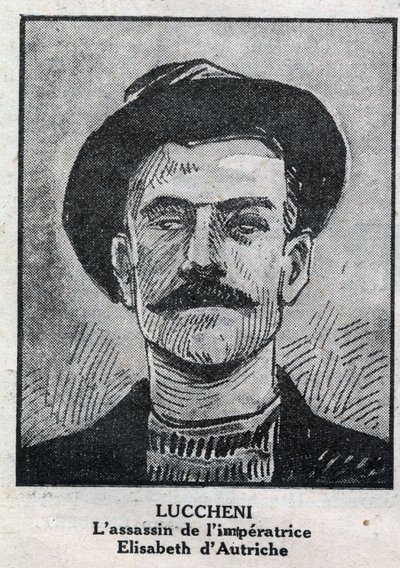 Portret van Luigi Lucheni, Italiaanse anarchist, moordenaar van Elisabeth de Wittelsbach door Anonymous Anonymous