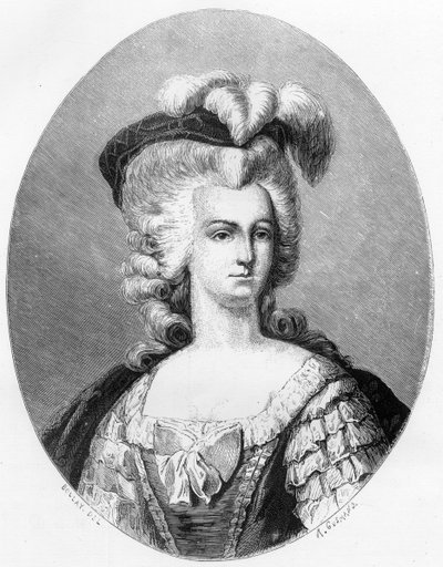 Portret van Marie Antoinette (1755-1793), Koningin van Frankrijk - Gravure uit 1863 in 