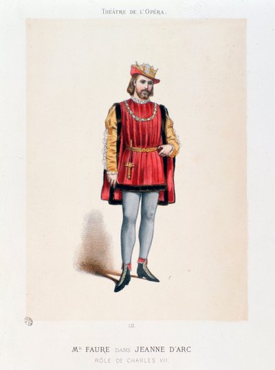 Portret van de heer Faure die koning Karel VII vertolkt in de opera Jeanne d