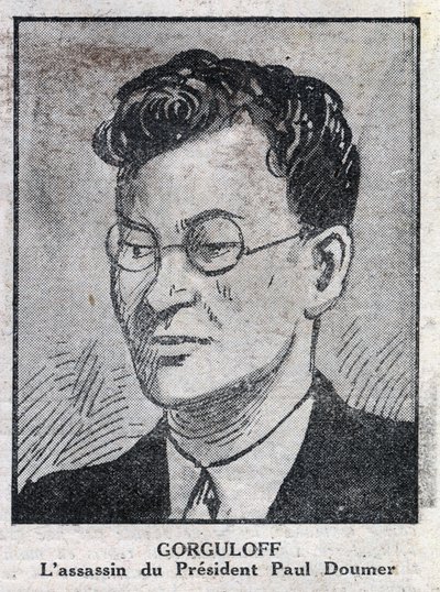 Portret van Paul Gorgulov of Gorguloff (1895-1932), moordenaar van de Franse president Paul Doumer (1857-1932). Gravure in L