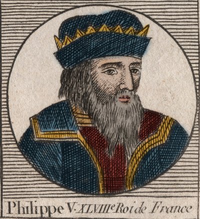 Portret van Filips V de Lange (1294-1322), koning van Frankrijk (gravure uit 