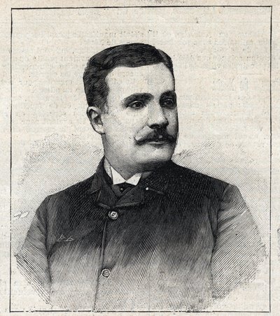 Portret van Pierre Decourcelle, Franse schrijver (1856-1926). Gravure in 