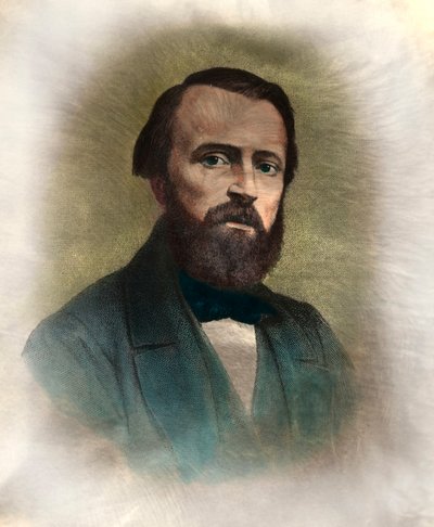 Portret van Pierre Larousse (1817-1875) Franse grammaticus en lexicograaf. Gravure uit de 19e eeuw. Privécollectie door Anonymous Anonymous