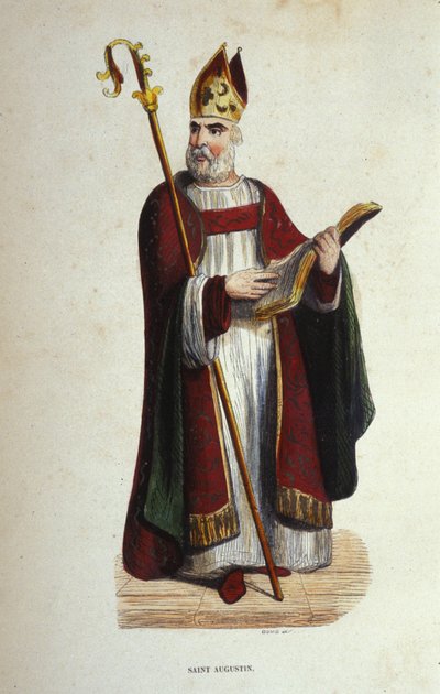 Portret van Sint-Augustinus (354 - 430) gravure uit de 19e eeuw door Anonymous Anonymous