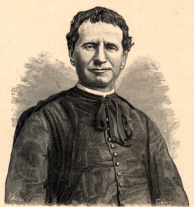 Portret van Sint Johannes Bosco of Don Bosco (Giovanni Melchior Bosco). 19e eeuw (gravure). door Anonymous Anonymous