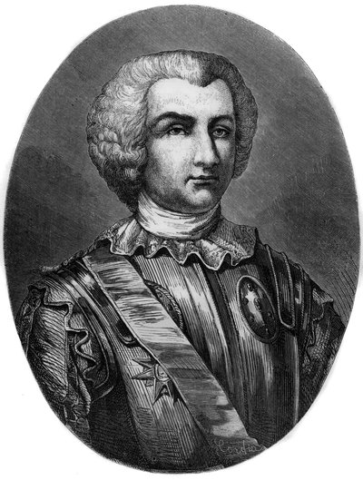 Portret van Thomas Arthur (1702-66) Graaf van Lally - Portret van de Markies Thomas Arthur, Baron de Tollendal, Graaf van Lally (1702-1766), Franse generaal van Ierse afkomst - Gravure van 1863 in 