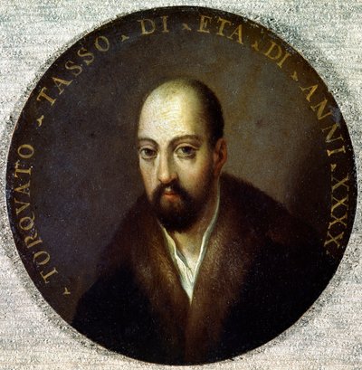 Portret van Torquato Tasso (olieverf op koper) door Anonymous Anonymous