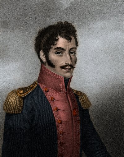 Portret van Venezolaanse politicus en militair Simon Bolivar (1783-1830) president van Colombia en Peru door Anonymous Anonymous