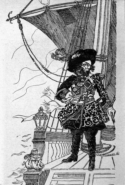 Portret van een piraat op het dek van zijn schip door Anonymous Anonymous