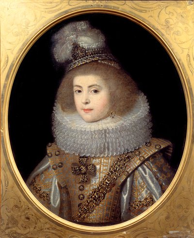 Portret van een jong meisje van het hof van de koning van Navarra. Anoniem schilderij door Anonymous Anonymous