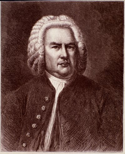 Portret van de Duitse componist Johann Sebastian Bach (Gravure. 19e eeuw) door Anonymous Anonymous