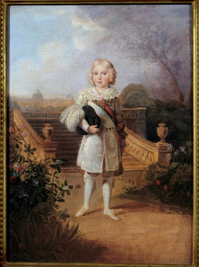 Portret van de Prins van Parma (1811-1832) in de Tuin van de Tuilerieën Koning van Rome Napoleon II, Hertog van Reichstadt, zoon van Keizer Napoleon I (1769-1821). Anoniem schilderij. 19e eeuw Privécollectie door Anonymous Anonymous