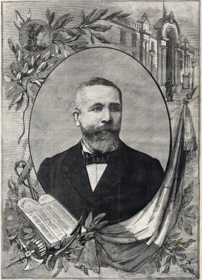 Portret van de nieuwe Franse president Emile Loubet (1838-1929) gekozen op 18 februari 1899. Gravure. In 