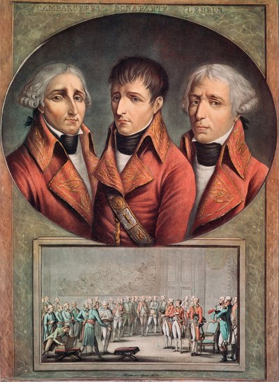 Portret van de drie consuls Cambaceres, Napoleon Bonaparte en Charles-Francois Lebrun door Anonymous Anonymous