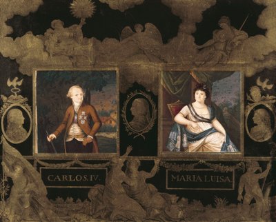 Portretten van koning Karel IV van Spanje (1748-1819) en zijn vrouw Marie Louise van Bourbon Parma (1751-1819) door Anonymous Anonymous