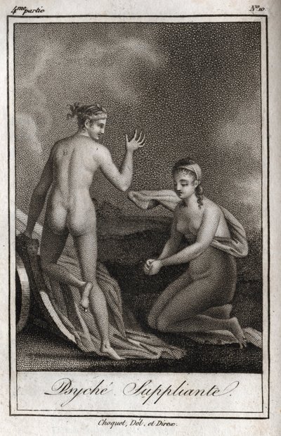 Psyche smekend. Gravure uit 1819 in 