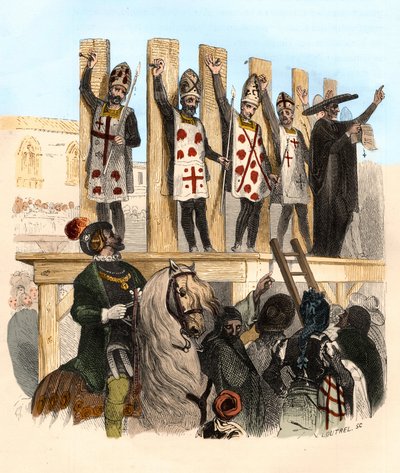 Straf van de nagel in de 16e eeuw. Illustratie in 