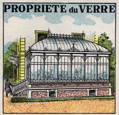 Straling en geleiding: een glazen kas maakt gebruik van een van de eigenschappen van glas om transparant te zijn voor lichtwarmte en niet voor donkere warmte. Anonieme illustratie uit 1925. Privécollectie. door Anonymous Anonymous