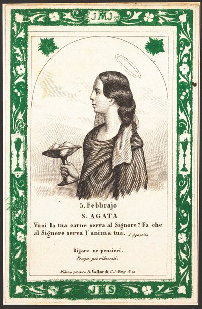Afbeelding van Sint-Agatha vrome afbeelding. Ansichtkaart. Begin 20e eeuw. Privécollectie door Anonymous Anonymous