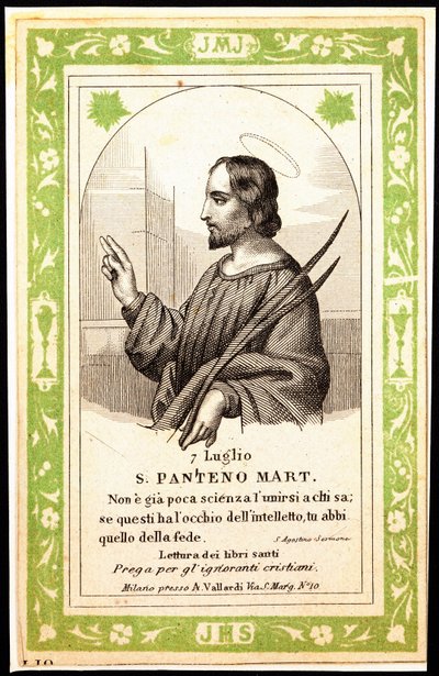 Afbeelding van Sint Panthene van Alexandrië Vrome afbeelding. Ansichtkaart. Begin 20e eeuw. Privécollectie door Anonymous Anonymous