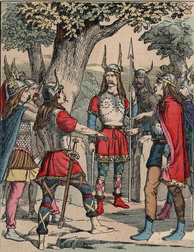 Voorstelling van Vercingetorix (ca. 80-c. 46 v.Chr.) krijger en Gallische leider van de Arvernes stam gekozen door zijn volk om de oorlog tegen de Romeinen te leiden door Anonymous Anonymous