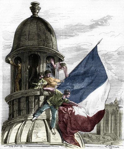 Revolutie van 1830: de driekleurige vlag op het stadhuis. door Anonymous Anonymous