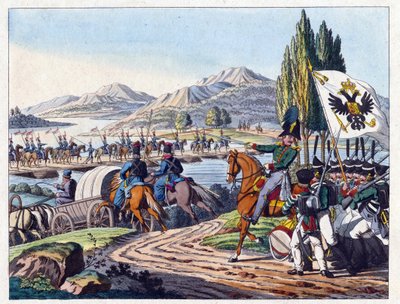 Russisch leger steekt de Pruth-rivier over naar Moldavië in mei 1828 door Anonymous Anonymous