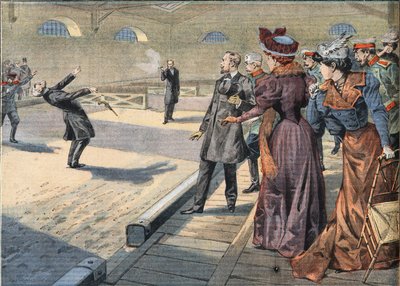 Russische generaals Smyrnoff en Fock vechten in een duel. Gravure uit de krant "Le Petit Parisien", 5/04/1908. Privécollectie. door Anonymous Anonymous