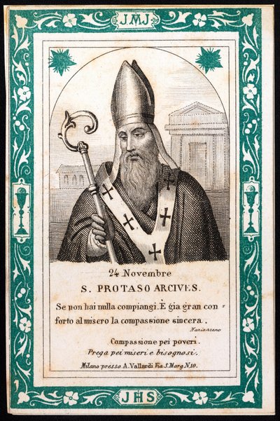 Sint Protais, bisschop van Milaan Vrome afbeelding. Ansichtkaart. Begin 20e eeuw. Privécollectie door Anonymous Anonymous
