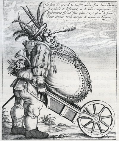 Satire tegen Matthias Gallas (1584-1647) generaal van het keizerlijke leger tijdens de Dertigjarige Oorlog, na zijn pensionering in 1636. Gravure uit de 17e eeuw. Privécollectie. door Anonymous Anonymous