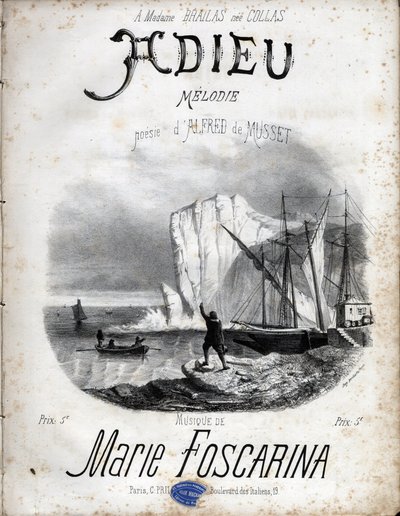 Partituur van de melodie “Farewell” door Marie Foscarina naar de poëzie van Alfred de Musset. Privécollectie. door Anonymous Anonymous