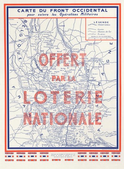 Tweede Wereldoorlog (2e 2e 2e IIIe 39-45 1939-1945) - Oorlog 1939 1945 - Kaart van het Westelijk Front, geschonken door de Nationale Loterij door Anonymous Anonymous