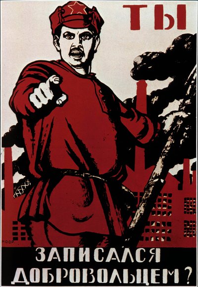 Sovjet-revolutionaire propagandaposter die de Russen oproept tegen de generaals van het Witte Leger, die tegenstanders van de communisten bijeenbrengen na de Bolsjewistische Revolutie van 1917 door Anonymous Anonymous