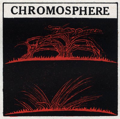 Spectrale analyse: samenstelling van de zon. De gasatmosfeer van de zon wordt chromosfeer genoemd. Anonieme illustratie uit 1925. Privécollectie. door Anonymous Anonymous