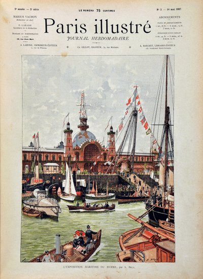 DE INTERNATIONALE MARITIEME TENTOONSTELLING VAN LE HAVRE in 1887. Gravure uit 1887 in Paris-Illustrous journal weekly door Anonymous Anonymous