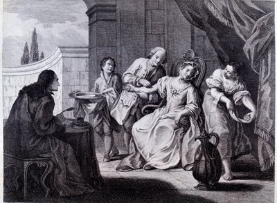 De aderlating, medische techniek (gravure) door Anonymous Anonymous