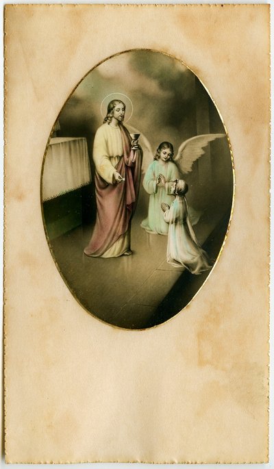 De Eucharistie, Heilige Communie, het Sacrament van het Altaar: een kind voor Jezus (gravure) door Anonymous Anonymous