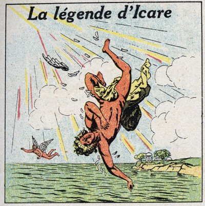 De val van Icarus. Anonieme illustratie uit 1925. Privécollectie. door Anonymous Anonymous
