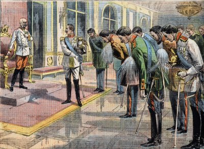 Het Jubileum door Francois Joseph I (1830-1916) Keizer van Oostenrijk. Gravure uit de krant 