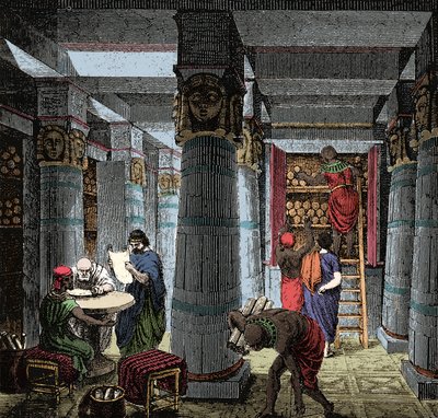 De bibliotheek van Alexandrië - Zicht op het interieur van de bibliotheek van Alexandrië in Egypte. door Anonymous Anonymous