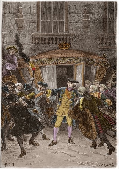 De aanval van Damiens (januari 1757) - (Robert-Francois Damier) door Anonymous Anonymous