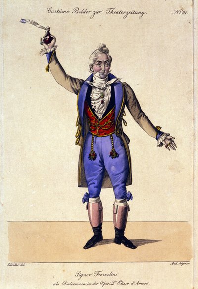 De bas Giuseppe Frezzolini (1789-1861) vertolkt Doctor Dulcamara in de opera 