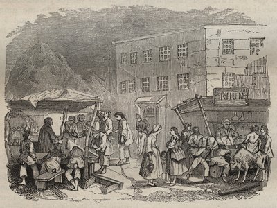 De kantine van de Rochefort Bagne in de 19e eeuw. Gravure in Histoire des bagnes depuis leur création à nos jours (1877) door Pierre Zaccone. Privécollectie. door Anonymous Anonymous